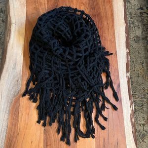 Black Fringe Infinity Wrap Scarf XL